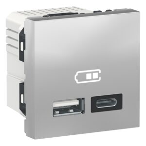 Подвійна USB-розетка A+C алюміній