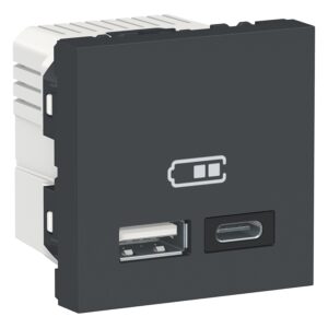 Подвійна USB-розетка A+C антрацит