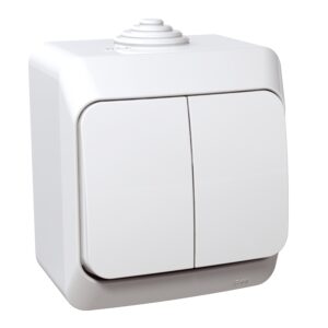 Вимикач накладний 2-клавішний Schneider Electric Cedar Plus, IP44, білий