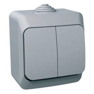 Вимикач накладний 2-клавішний Schneider Electric Cedar Plus, IP44, сірий