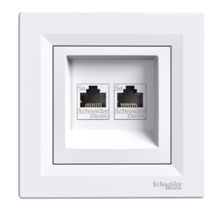 Розетка комп'ютерна RJ45 UTP кат. 5Е подвійна біла Asfora