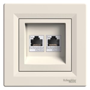 Розетка комп'ютерна RJ45 UTP кат. 5Е подвійна крем Asfora
