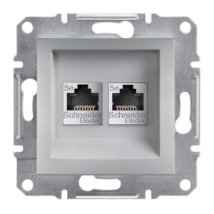 Розетка комп'ютерна RJ45 UTP кат. 5Е подвійна Asfora алюміній