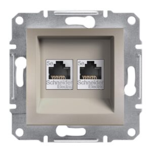 Розетка комп'ютерна RJ45 UTP кат. 5Е подвійна Asfora бронза