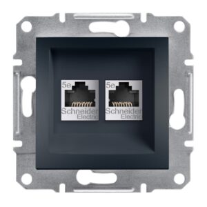Розетка комп'ютерна RJ45 UTP кат. 5Е подвійна Asfora антрацит