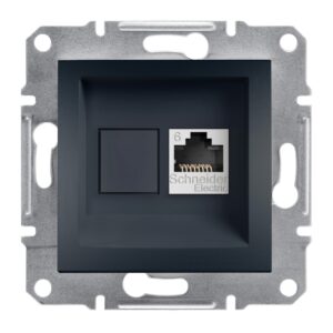 Розетка комп'ютерна RJ45 UTP кат.6 Asfora антрацит