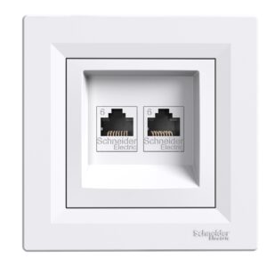 Розетка комп'ютерна RJ45 UTP кат.6 подвійна біла Asfora