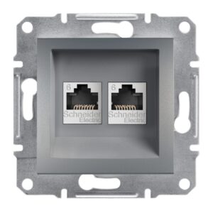 Розетка комп'ютерна RJ45 UTP кат.6 подвійна Asfora сталь