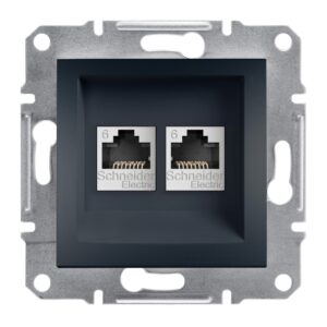Розетка комп'ютерна RJ45 UTP кат.6 подвійна Asfora антрацит