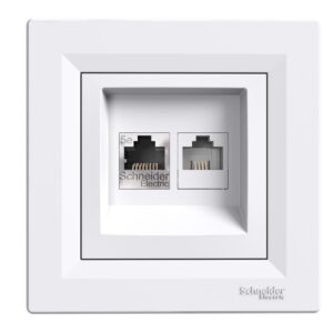 Розетка комп'ютерна RJ45 кат. 5Е і Телефонна розетка RJ12 біла Asfora