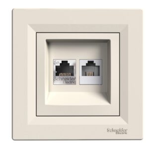 Розетка комп'ютерна RJ45 кат. 5Е і Телефонна розетка RJ12 крем Asfora