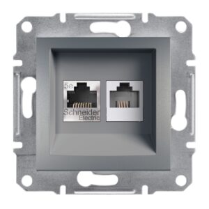 Розетка комп'ютерна RJ45 кат. 5Е і Телефонна розетка RJ12 Asfora сталь