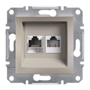 Розетка комп'ютерна RJ45 кат. 5Е і Телефонна розетка RJ12 Asfora бронза