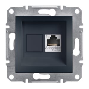Розетка комп'ютерна RJ45 STP кат. 5Е Asfora антрацит