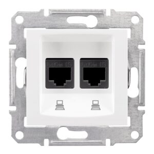 Подвійна комп'ютерна розетка RJ45 STP категорія 5e Sedna білий
