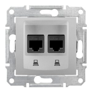 Подвійна комп'ютерна розетка RJ45 STP категорія 5e Sedna алюміній