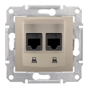 Подвійна комп'ютерна розетка RJ45 STP категорія 5e Sedna титан