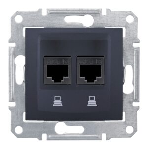 Подвійна комп'ютерна розетка RJ45 STP категорія 5e Sedna графіт