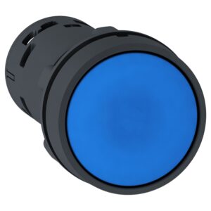 Кнопка Harmony XB7 Schneider Electric, моноблочна, 22 мм, синя, пластик, пружинне повернення, без макування, 1 Н.З.
