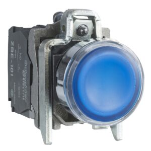 Кнопка з підсвіткою, синій 22 мм, пружинне повернення 1 Н.В. + 1 Н.З. 24 V AC