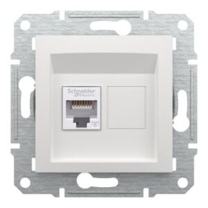 Розетка RJ45, тип UTP, категорія 6, білий, Asfora, без рамки