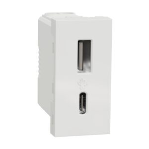 Розетка USB тип A+C, 1 модуль, 12 Вт, білий