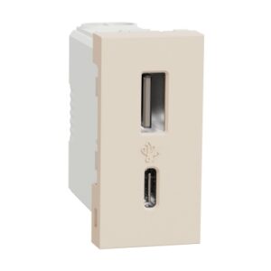 Розетка USB тип A+C, 1 модуль, 12 Вт, бежевий