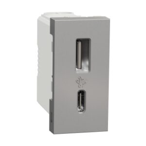 Розетка USB тип A+C, 1 модуль, 12 Вт, алюміній