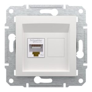 Розетка RJ45, тип UTP, категорія 5E, білий, Asfora, без рамки