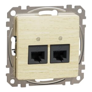 Подвійна комп'ютерна розетка RJ45 CAT 5E UTP, Береза Sedna Elements