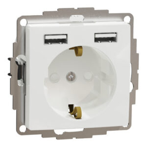 Розетка з заземленням + 2 USB серії Sedna Design забезпечує комфортне підключення електроприладів і зарядку мобільних пристроїв.