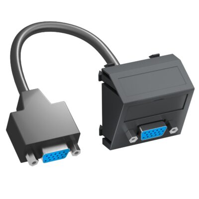Розетка VGA (HD15) modul 45 з кабелем підключення, кутова / чорно-сіра OBO Bettermann