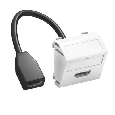 Розетка HDMI modul 45 з кабелем підключення, кутова / біла OBO Bettermann