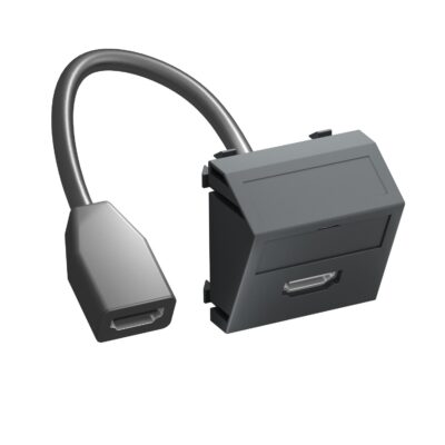 Розетка HDMI modul 45 з кабелем підключення, кутова / чорно-сіра OBO Bettermann