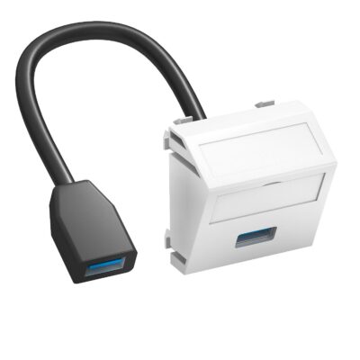 Розетка USB 3.0, modul 45, з кабелем підключення, кутова / біла OBO Bettermann