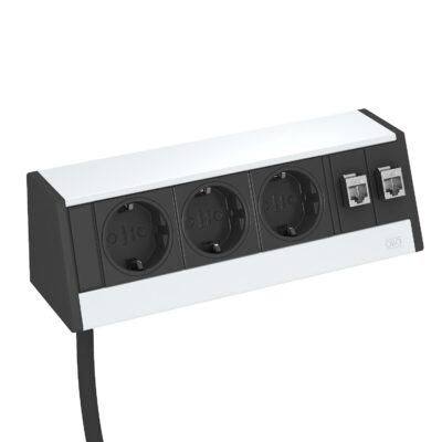 Розетковий блок DB 235мм, 3x 2р+E 250V~ + 2 RJ45 Cat.6, кабель 3,0м / Anodised OBO Bettermann