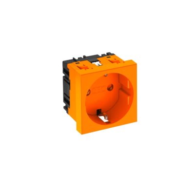 Розетка modul 45 з заземл. та шторками 250V~, 16A, 0˚ / помаранчева OBO Bettermann