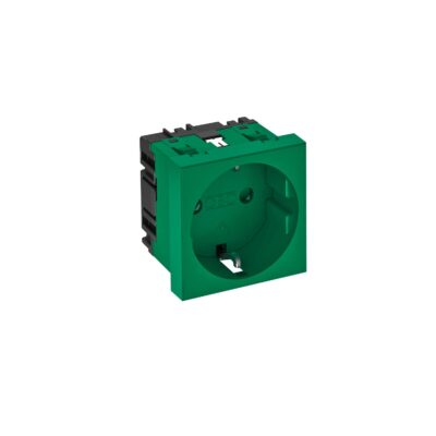 Розетка modul 45 з заземл. та шторками 250V~, 16A, 0˚ / зелена OBO Bettermann
