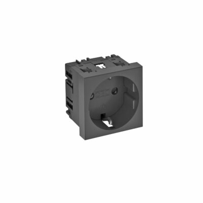 Розетка modul 45 з заземл. та шторками 250V~, 16A, 0˚ / чорно-сіра OBO Bettermann