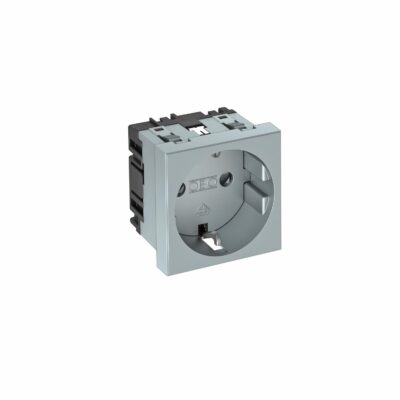 Розетка modul 45 з заземл. та шторками 250V~, 16A, 0˚ / алюмін. OBO Bettermann
