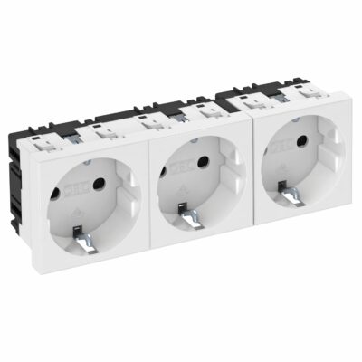 Розетка modul 3x45 з заземл. та шторками 250V~, 16A, 0˚ / біла OBO Bettermann