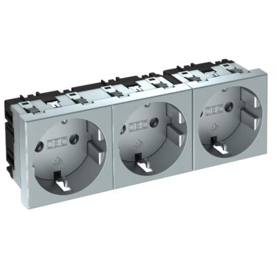 Розетка modul 3х45 з заземл. та шторками 250V~, 16A, 0˚ / алюмін. OBO Bettermann