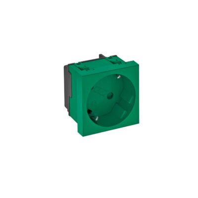Розетка modul 45 з заземл. та шторками 250V~, 16A, 33˚ / зелена OBO Bettermann