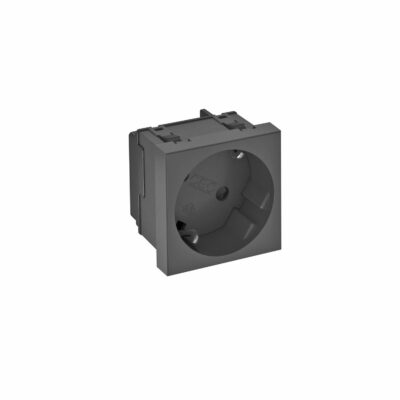 Розетка modul 45 з заземл. та шторками 250V~, 16A, 33˚ / чорно-сіра OBO Bettermann