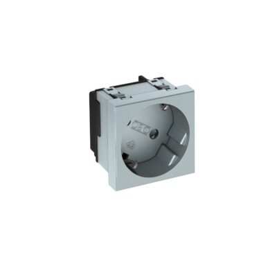 Розетка modul 45 з заземл. та шторками 250V~, 16A, 33˚ / алюмін. OBO Bettermann
