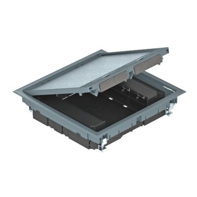 Люк розетковий GES9, 8 постів 45x45, 242х242мм, h=55mm, (+ 2хMT45V), IK08, IP40 / ПА OBO Bettermann
