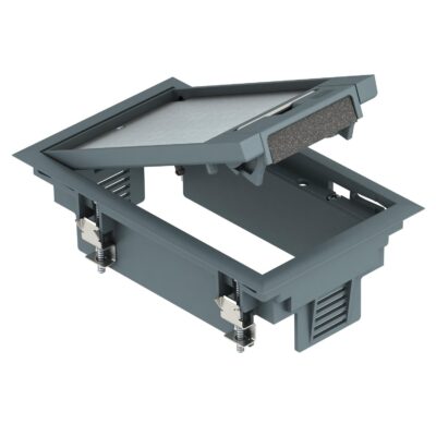 Люк розетковий GES2, 3 пости 45x45, 104х180мм, (+ 1хUT3), IK08, IP40 / RAL9011,ПА OBO Bettermann