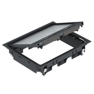 Люк розетковий GES6, 9 постів 45x45, 199х252мм, (+ 3хUT3), IK08, IP40 / RAL9011,ПА OBO Bettermann