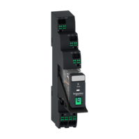 zibrane elektromekhanichne rele RXG12BDPVP z Push-in klemamy, 10A, 1CO, z LED, z knopkoiu testuvannia, shcho blokuietsia, 24V postiinoho strumu