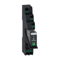 Poperedno zibrane elektromekhanichne rele RXG12P7PVP z Push-in klemamy, 10A, 1CO, z LED, z knopkoiu testuvannia, shcho blokuietsia, 230V zminnoho strumu